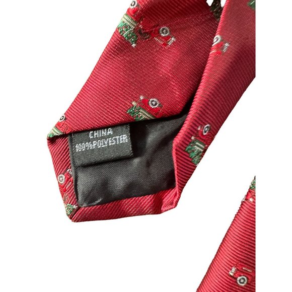 Knotty and Nice Christmas Tie Red Truck and Tree OS Red Christmas Polyester - Picture 13 of 16